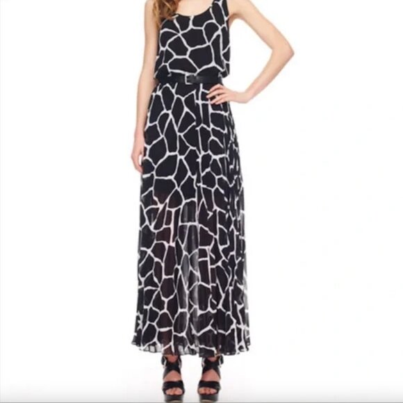 Michael Kors Pleated full A Line Giraffe Print Maxi Dress XS - Picture 1 of 5